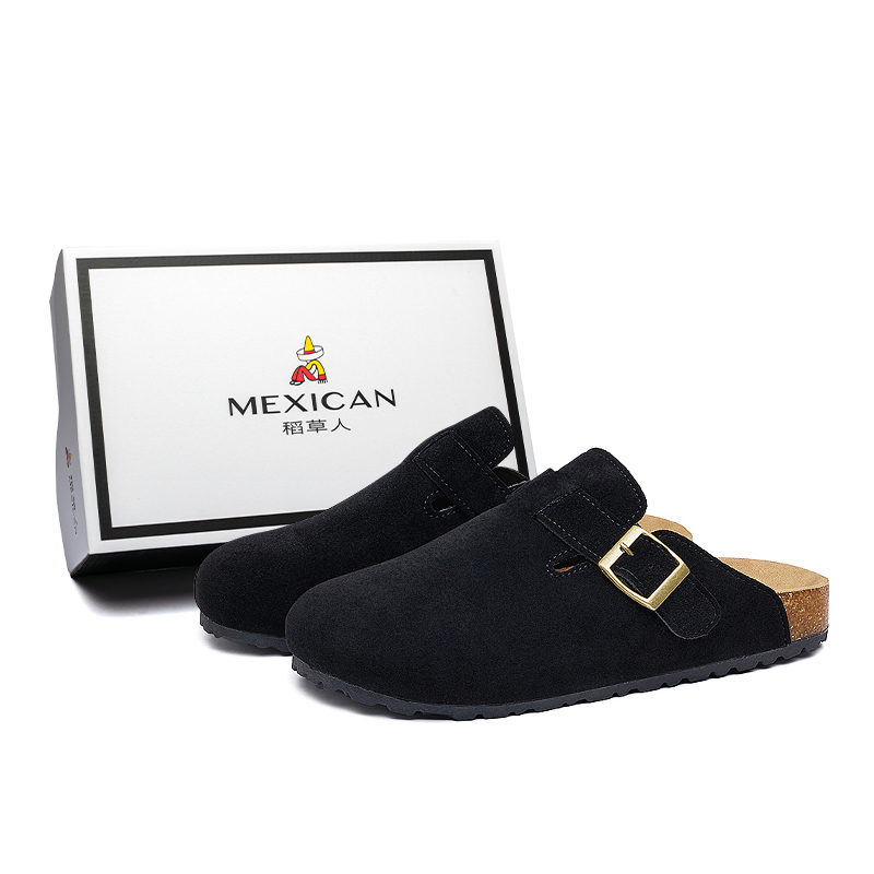 

MEXICAN Унисекс черные тапочки с закрытым носком на резиновой подошве, устойчивые к скольжению и истиранию [усовершенствованная мягкая подошва, еще более легкие]