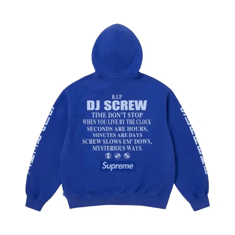 Толстовка на молнии с капюшоном Supreme x Dj Screw, синий — фото 2