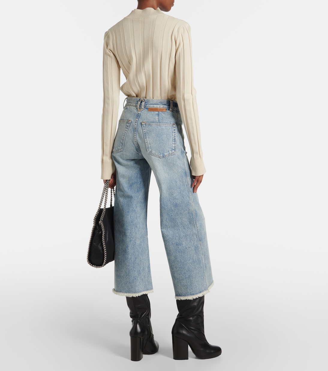 Укороченные расклешенные джинсы с высокой талией Stella McCartney, Vintage Blue Denim — фото 3