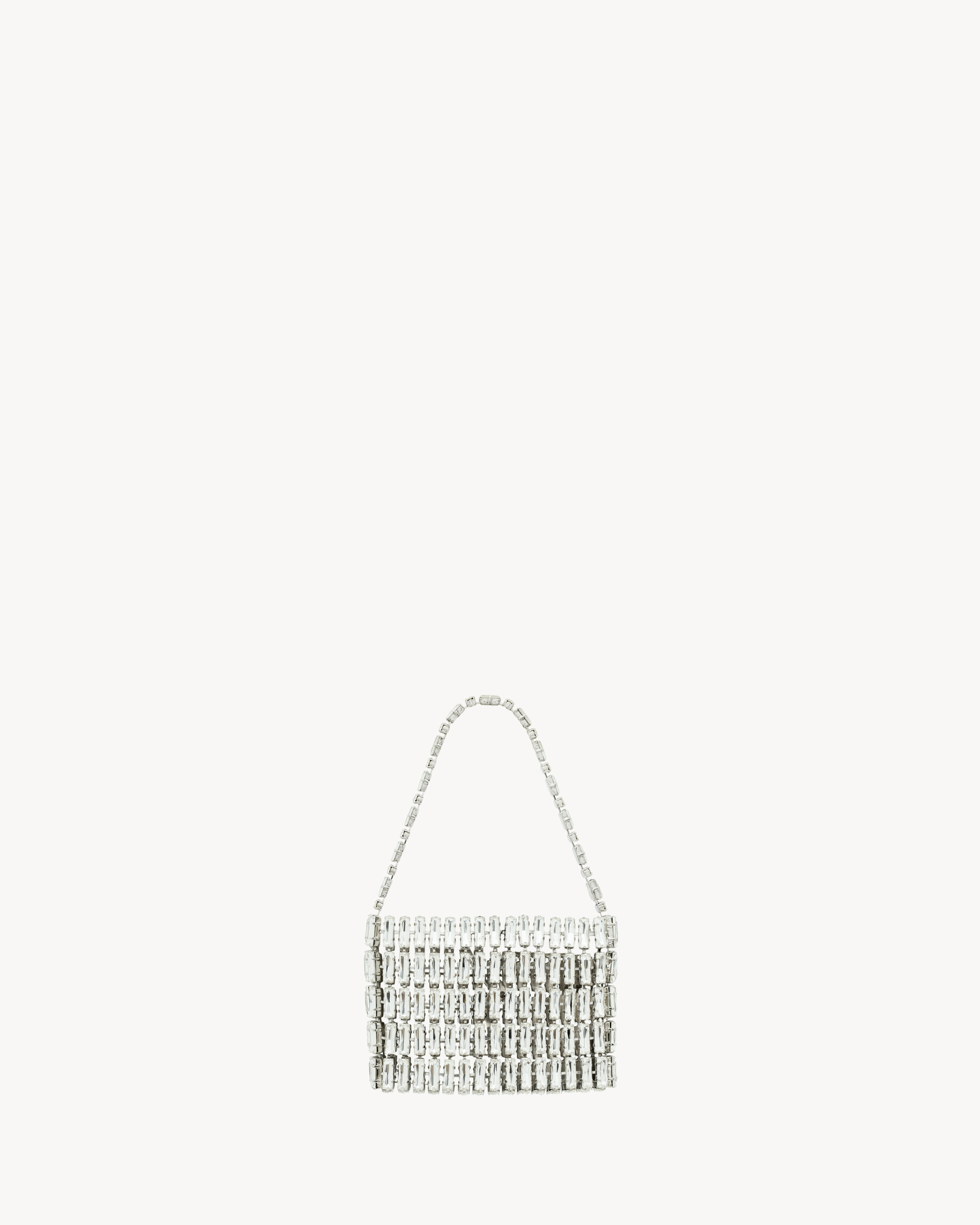 Микро вечерняя сумка, украшенная кристаллами Saint Laurent, серебро — фото 2