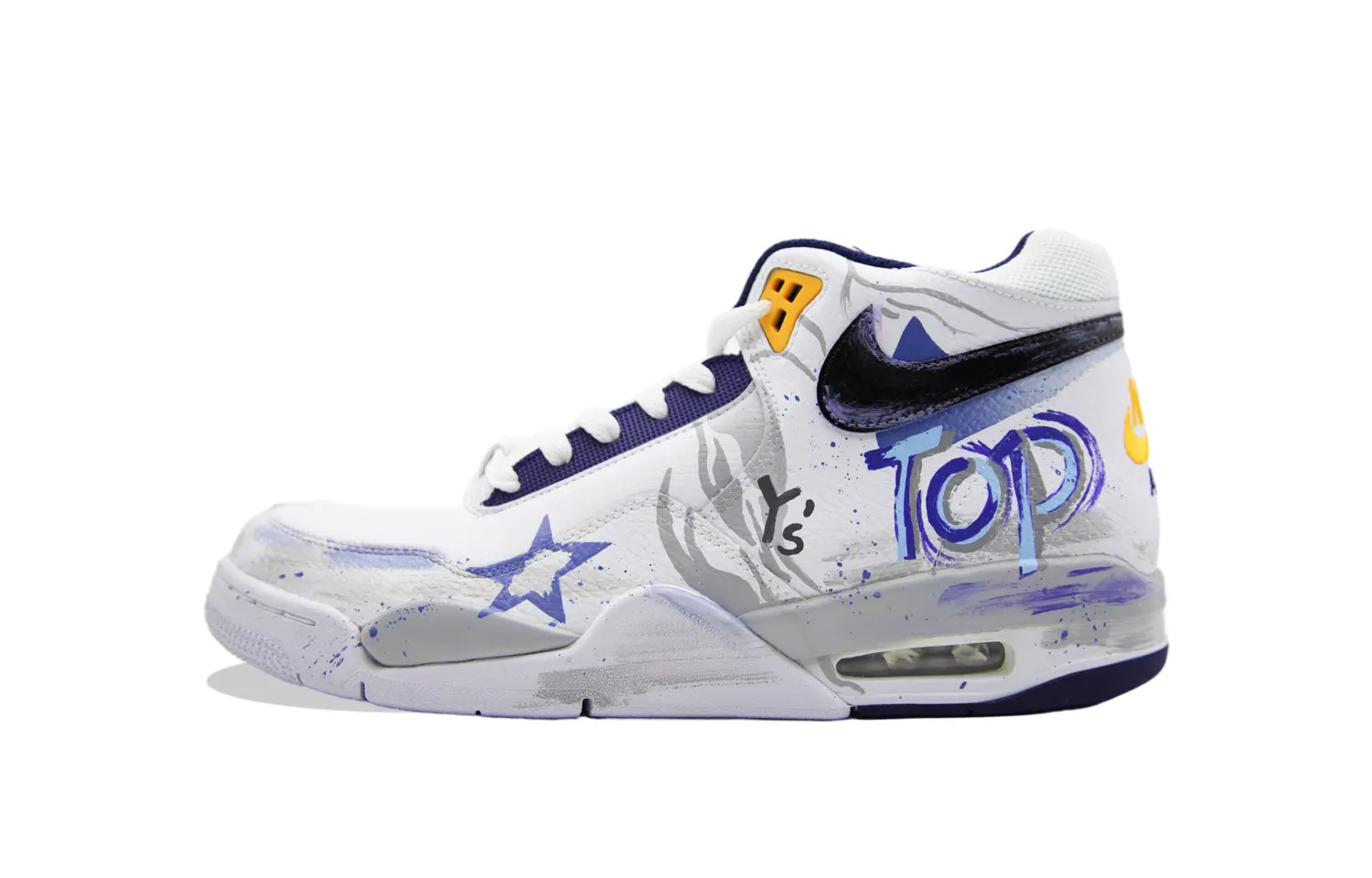 

Nike Легендарные баскетбольные кроссовки Flight Legacy Mid Top винтажные мужские бело-желто-синие, цвет White Yellow Blue