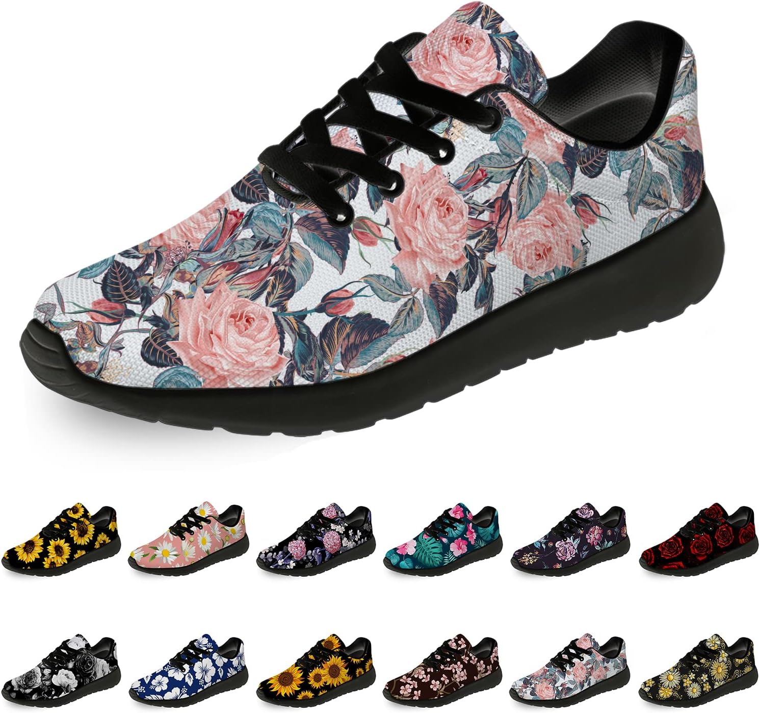 

Цветочные кроссовки для женщин и мужчин, беговые кроссовки Horethy, розовый