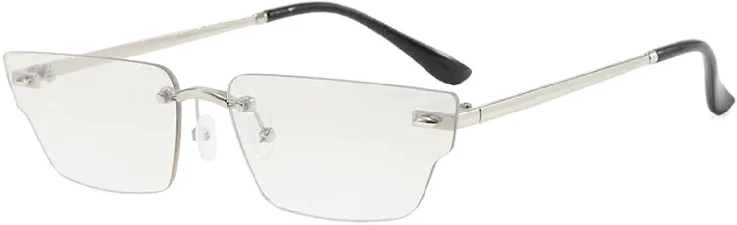 

Популярные солнцезащитные очки без оправы для женщин, маленькие, прямоугольные, с прозрачными линзами Ocean, защита от УФ-излучения UV400 UATXTAU, Silver-lightgray