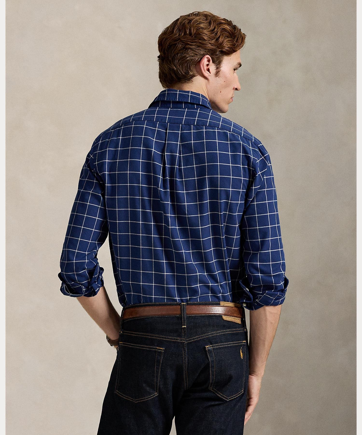 Классическая рубашка Оксфорд в клетку Polo Ralph Lauren, 410 Navy — фото 2