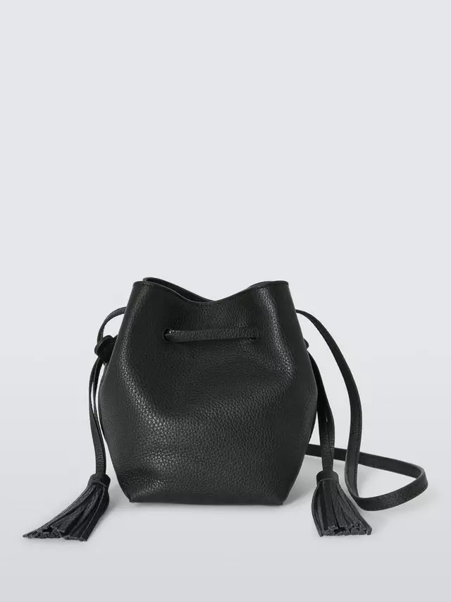 

Сумка через плечо John Lewis Leather Mini Drawstring, черный