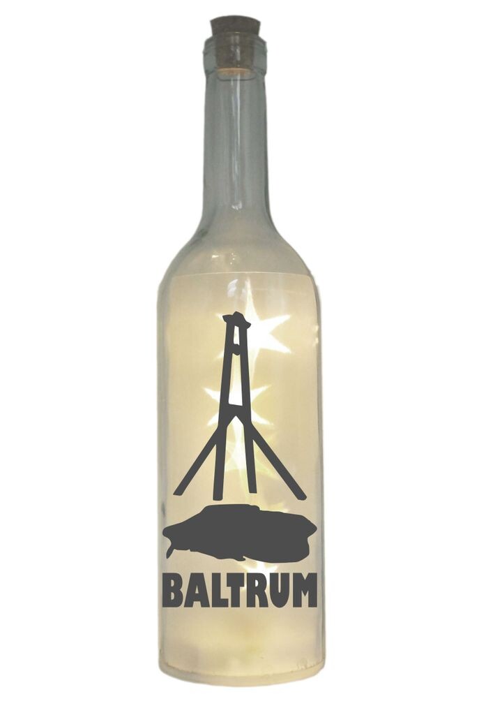 

Светодиодная бутылка с мотивом, силуэт Baltrum Island, серая, 29 см, лампа-подсветка для бутылки с надписью WB wohn trends, серый