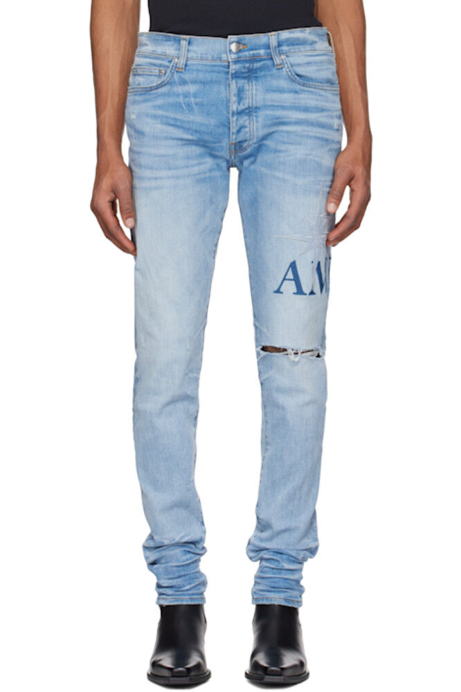 

Синие узкие джинсы с аппликацией Starburst AMIRI