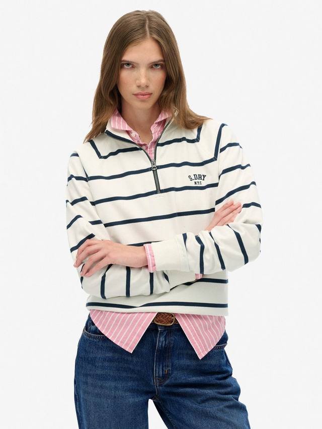 

Свитшот Athletic Essentials с полосками и молнией до половины Superdry, White/Navy Stripe