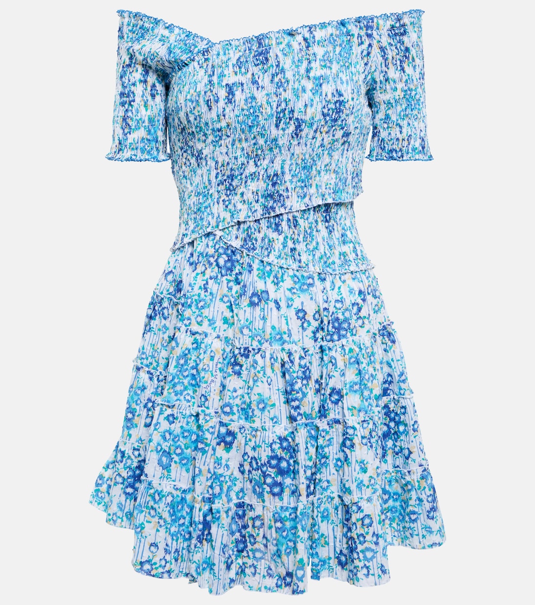 

Мини-платье из хлопка Soledad Poupette St Barth, Blue Aquarelle