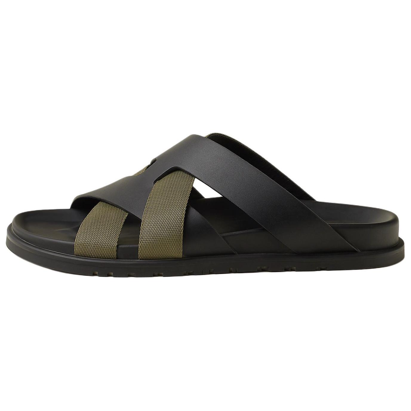 

HERMES Резиновые тапочки-слайды мужские черные