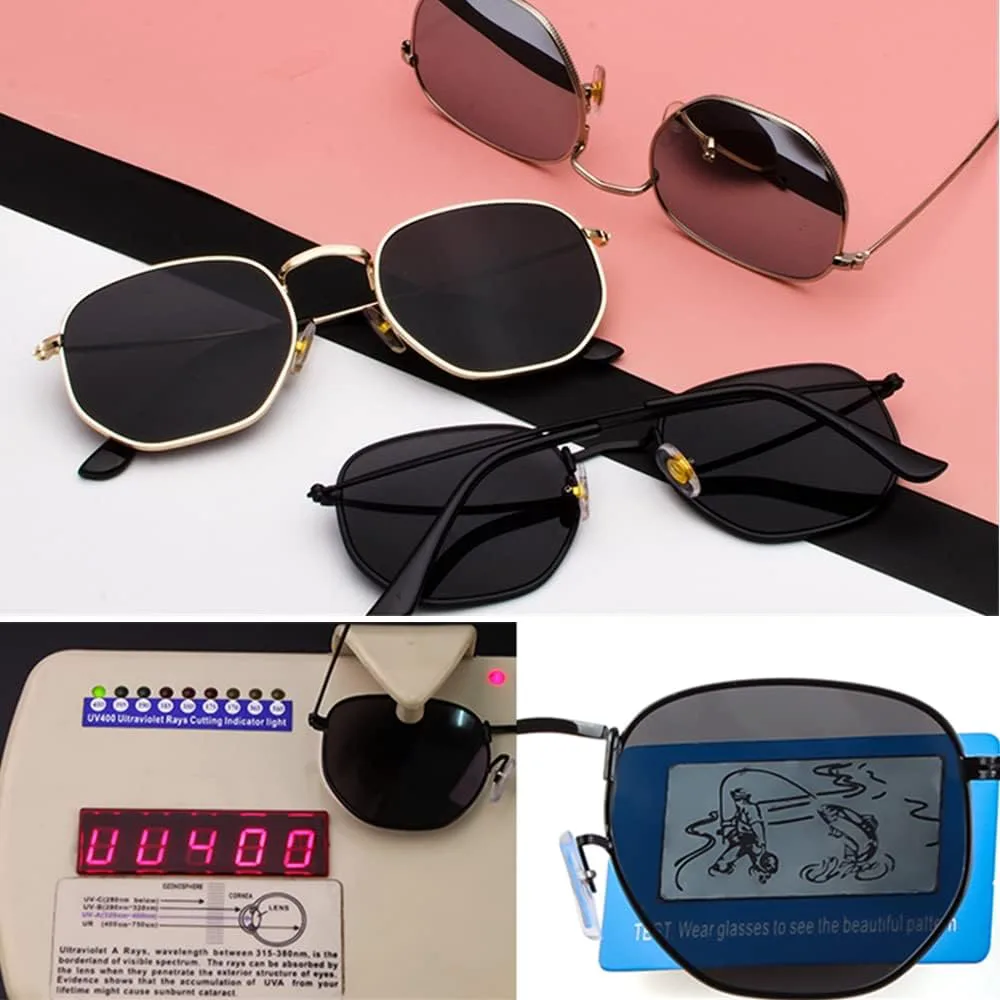 

Солнцезащитные очки GIFIORE поляризованные шестиугольные для женщин и мужчин, многоугольные, квадратные, с защитой UV400, металлическая оправа, Gunmetal/Grey