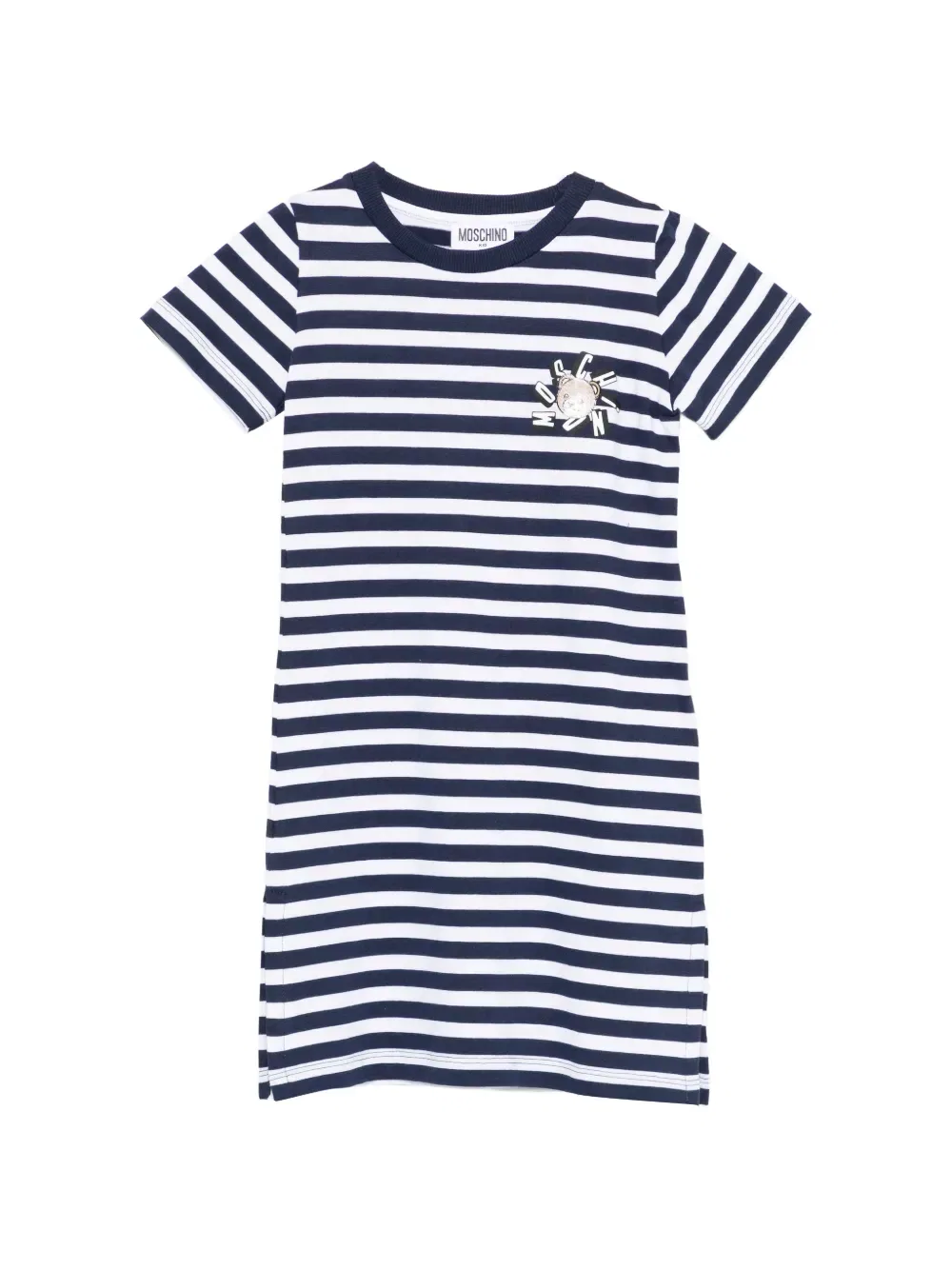 Платье в полоску с графическим рисунком Moschino Kids, синий