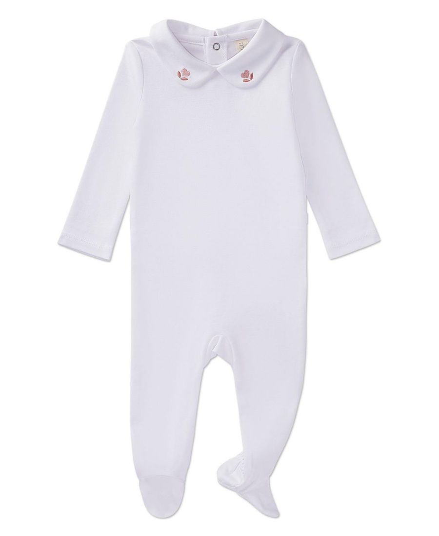 

Детский комбинезон для девочек с воротником в виде Питера Пэна, вышитым сердечками MeMoi, Winter white