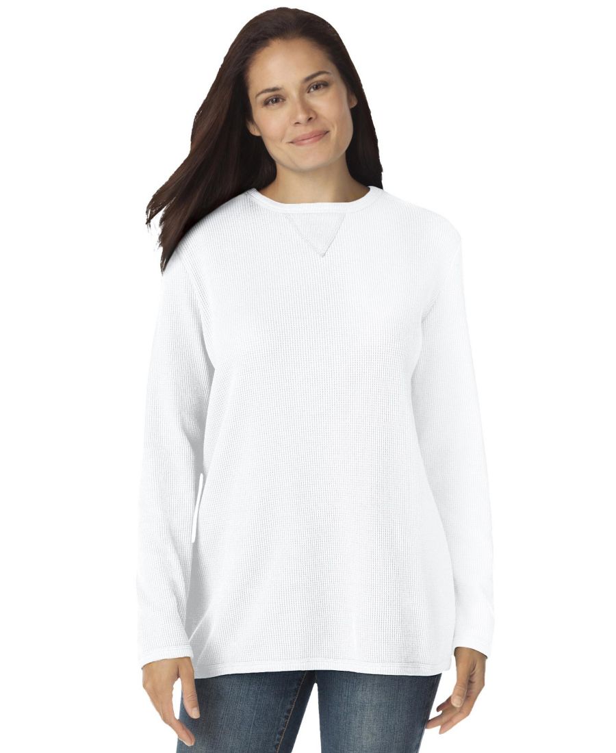 

Термотолстовка Plus Size Within из ультрамягкой вафельной ткани Woman Within, White