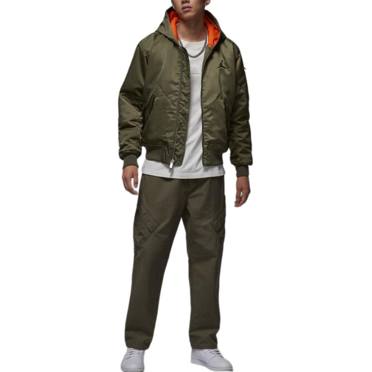 Пуховик Flight Therma Fit мужской Jordan, оливковый/оранжевый/черный — фото 4