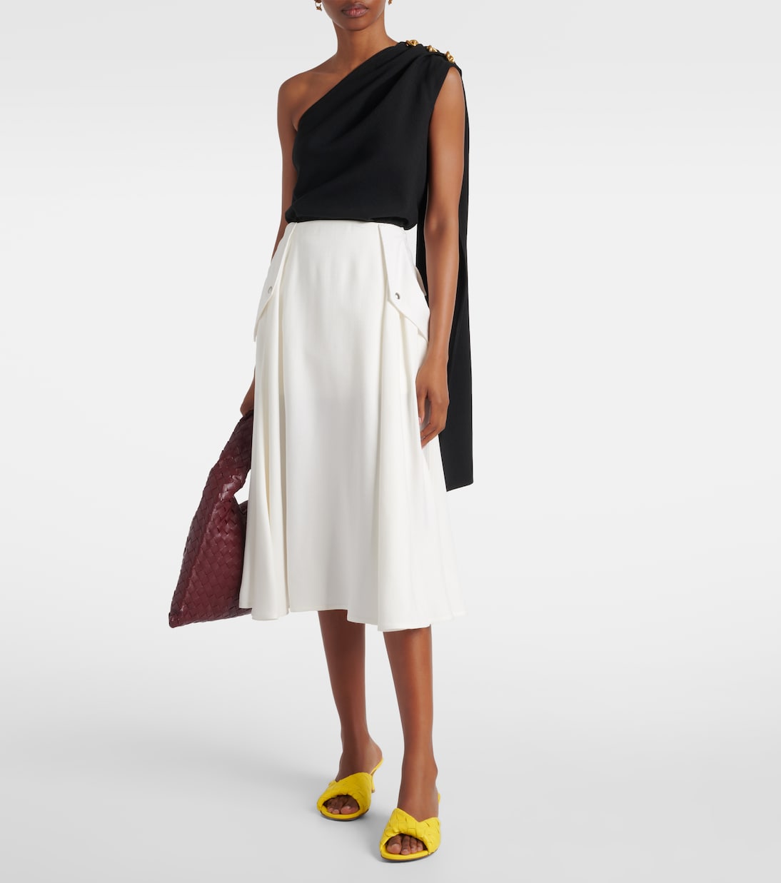 Блинк 50 мюли из кожи Intrecciato Bottega Veneta, Sulfur — фото 3