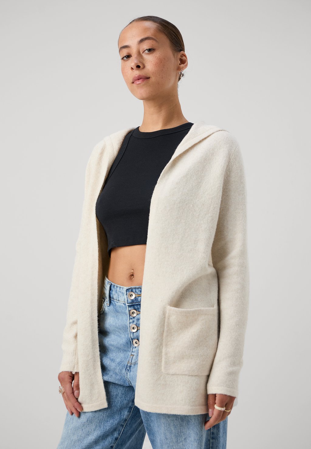 

Кардиган VMDOFFY OPEN HOOD CARDIGAN Vero Moda Petite, кремовый