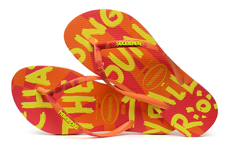 Узкие летние шлепанцы женские цвета окра-оранж Havaianas — фото 4