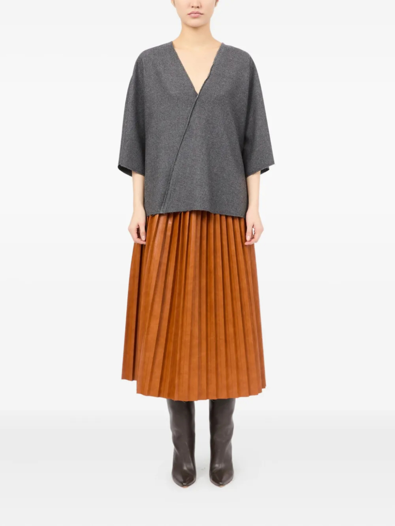 MM6 Maison Margiela блузка с необработанными краями, серый — фото 2