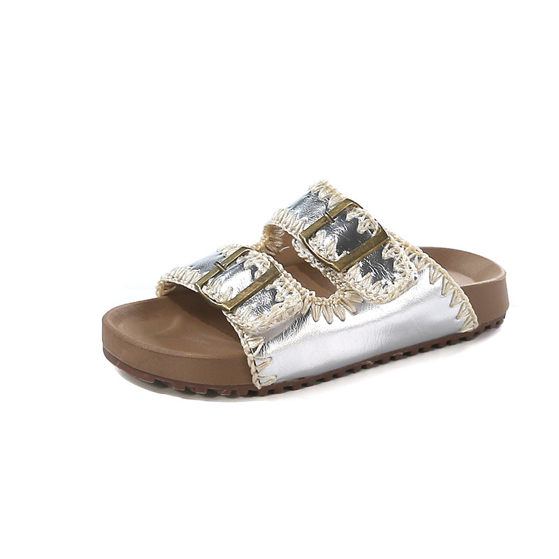 

Детские уличные тапочки для детей 3-7 лет антискользящие износостойкие Neon, серебро