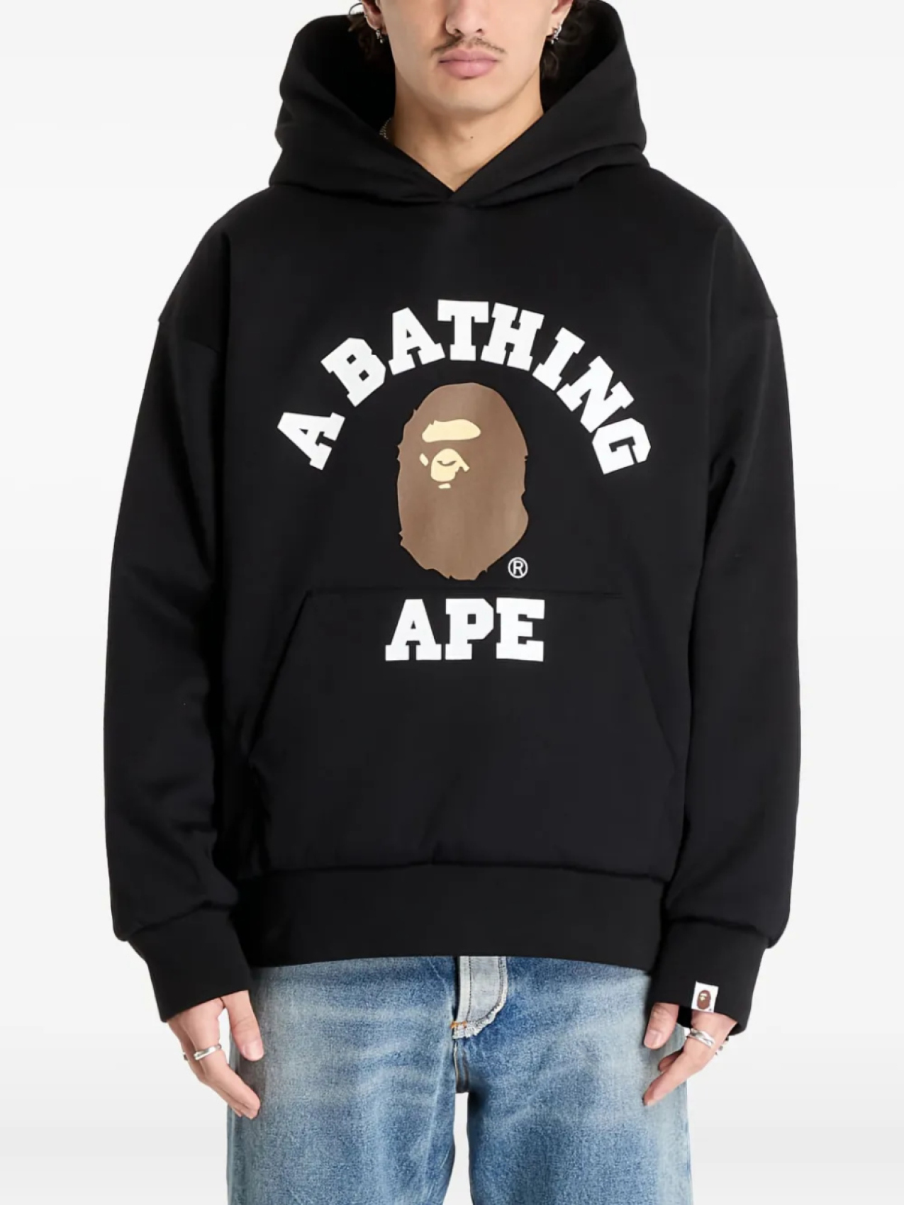 

Толстовка с капюшоном и принтом логотипа колледжа BATHING APE A Bathing Ape, черный