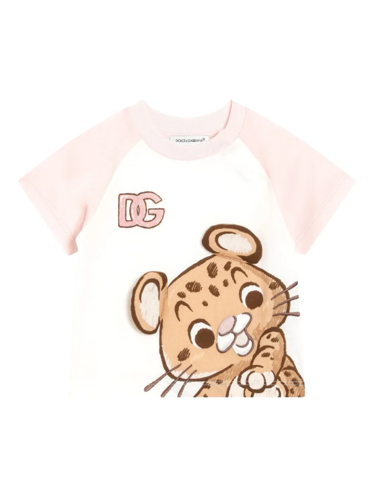 

Dolce & Gabbana Kids футболка с рукавами реглан и леопардовым принтом, белый