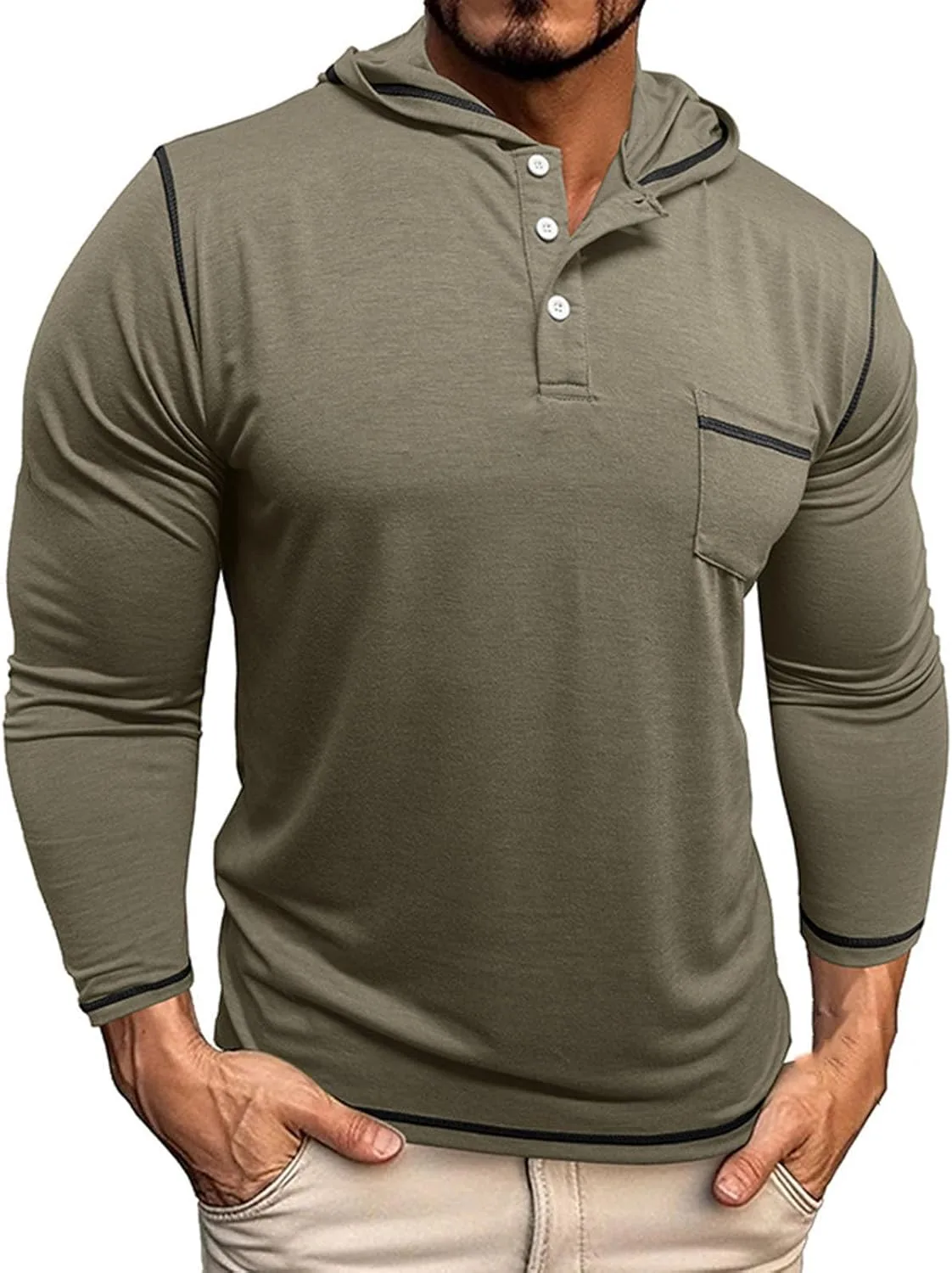 

Мужская стильная толстовка с капюшоном и планкой Cambkatl