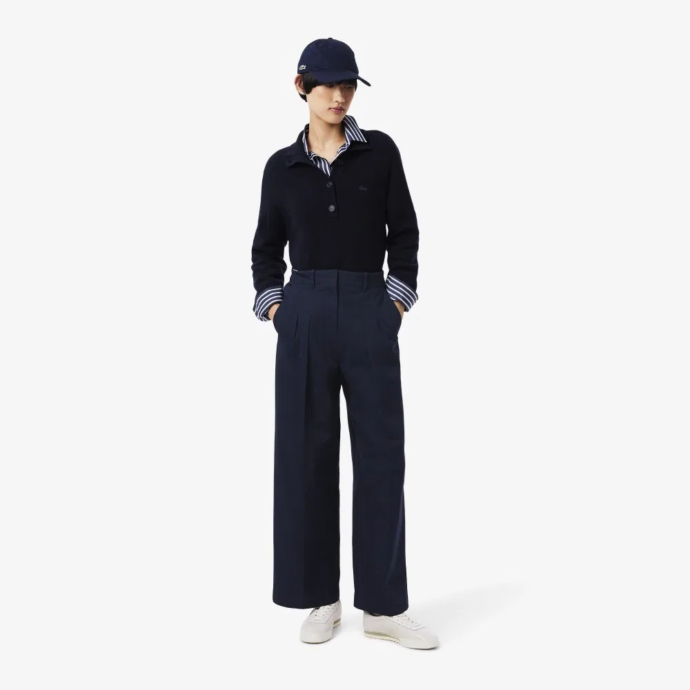 Брюки чинос Lacoste, широкие, тёмно-синие
