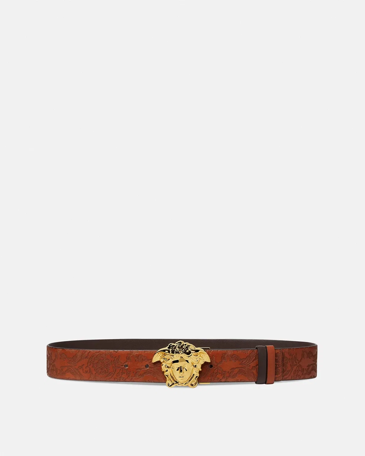 Двусторонний кожаный ремень La Medusa 1,6" VERSACE, коричневый