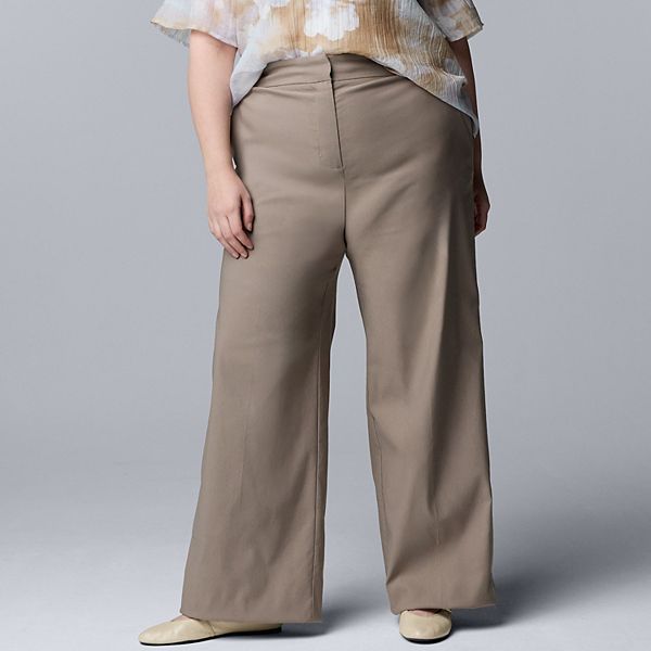 

Plus size брюки широкого кроя из люксового твила Simply Vera Vera Wang, Leisure Khaki
