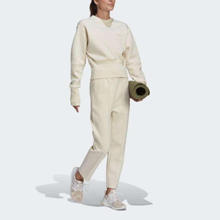 Худи (WMNS) adidas x Karlie Kloss Crossover Solid Color Splicing Sports Pullover Hoodless Hoodie Creamy White — фото 4