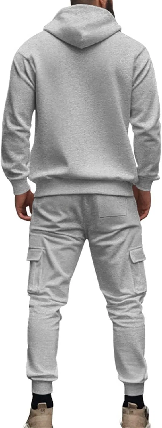 Мужской спортивный костюм с капюшоном, свободный, Light Gray — фото 4