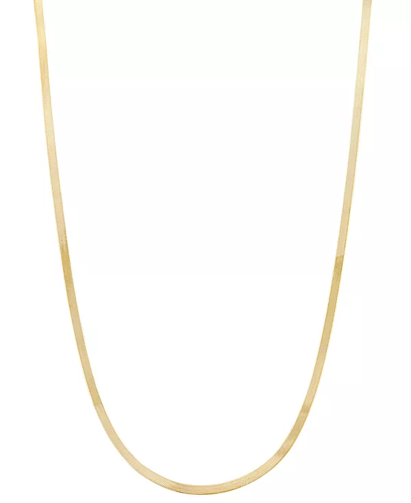 

Легкое ожерелье-цепочка с рисунком «ёлочка» (3-3/8 мм) из 10-каратного золота, 16 дюймов + удлинитель 2 дюйма Italian Gold, gold