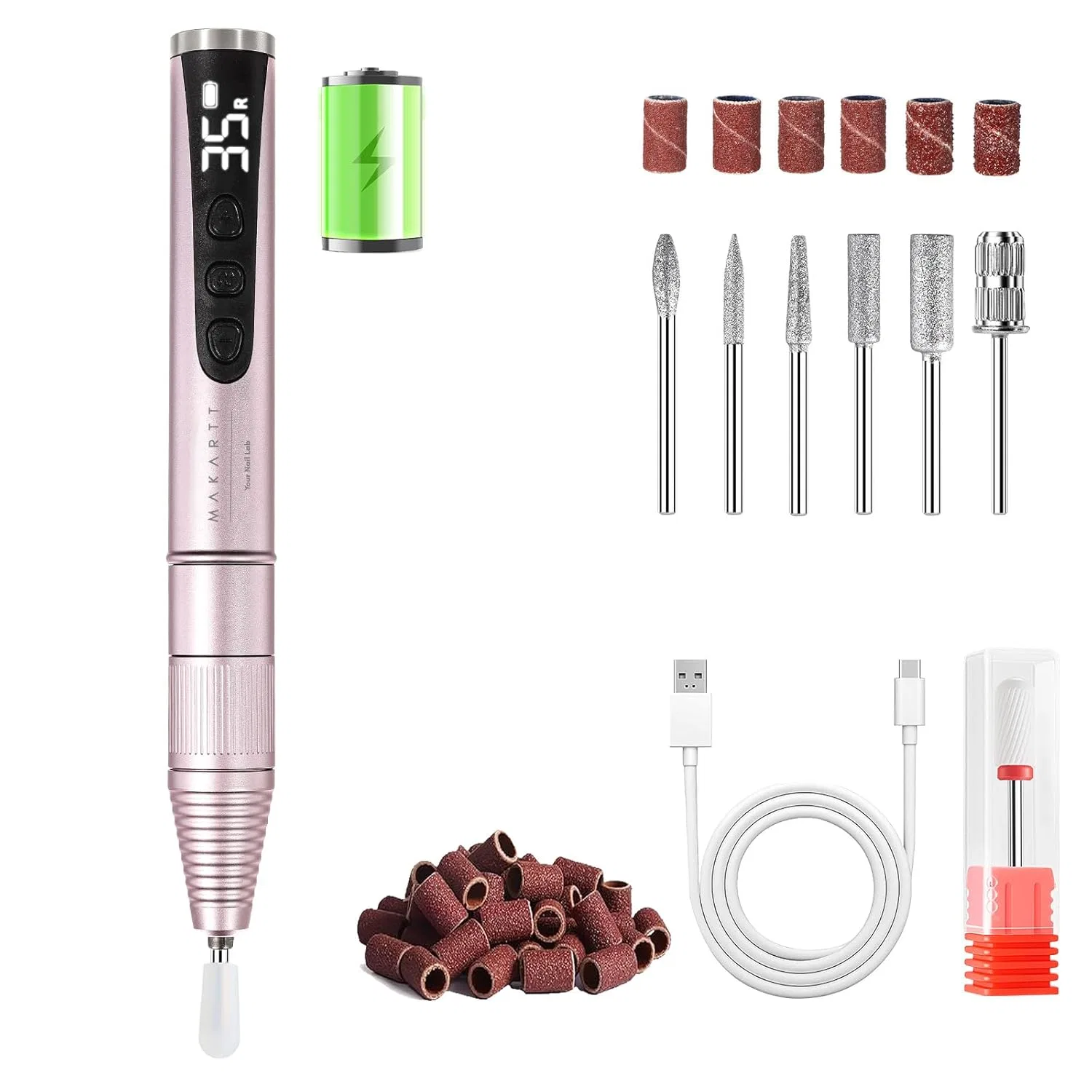 Электрическая пилка для ногтей Makartt Professional, 35000 об/мин Makartt, Type: Pink