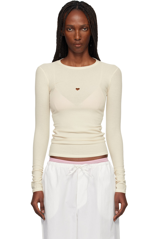 

Baserange Футболка с длинными рукавами Off-White с сердечками