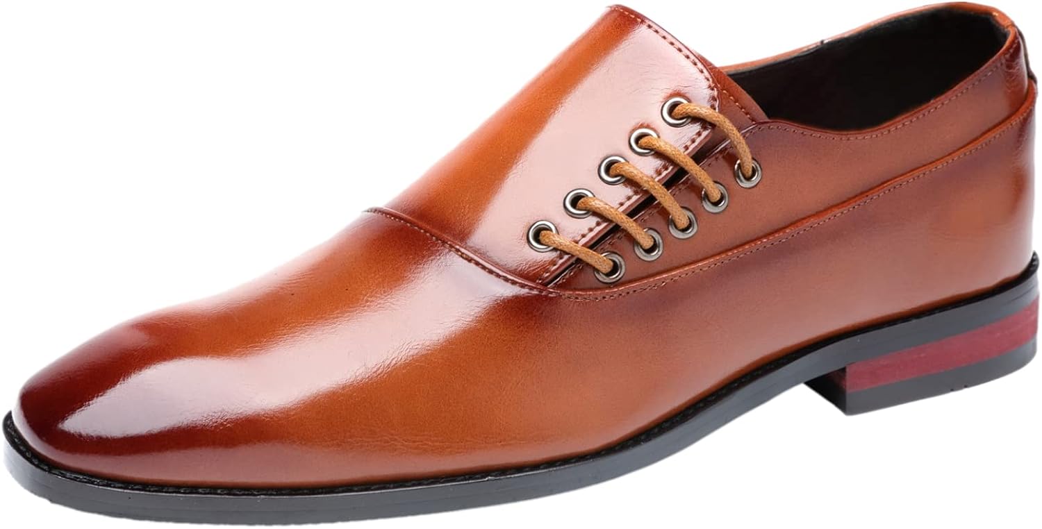 

Мужские элегантные уникальные туфли на микрофибровой коже без застежек Jamron, коричневый