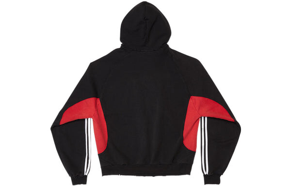 Толстовка x adidas fleece hoodie slim fit 'black red' Balenciaga, черный — фото 2