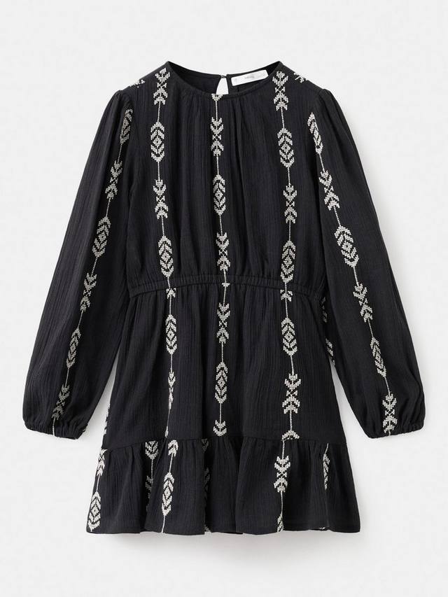 

Детское длинное платье с вышивкой India Mango, Black