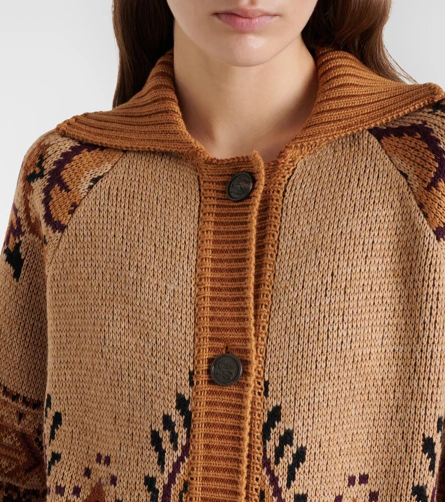 Кардиган из шерстяной смеси Etro, коричневый — фото 4