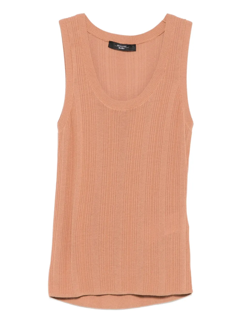 

Топ в рубчик с круглым вырезом Weekend Max Mara, бежевый