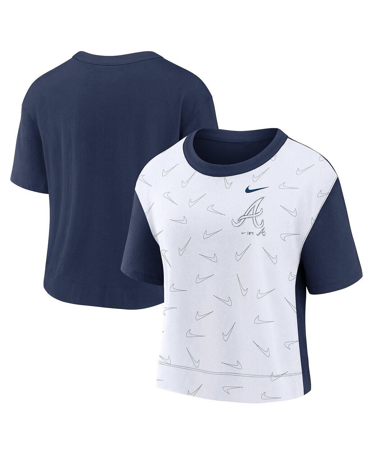 

Женская темно-синяя белая модная футболка Atlanta Braves Line Up High Hip Fashion Nike, Синий, Женская темно-синяя белая модная футболка Atlanta Braves Line Up High Hip Fashion Nike
