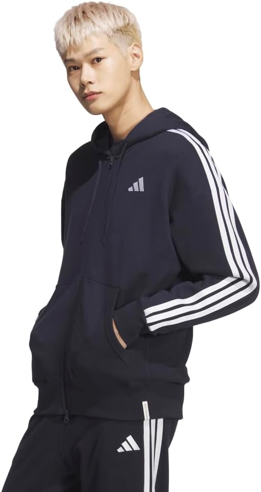 Мужская толстовка adidas ES+, с тремя полосками, на молнии — фото 2