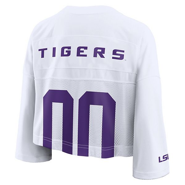 Женская белая футболка LSU Tigers Cropped Mesh Dri-FIT Nike — фото 4
