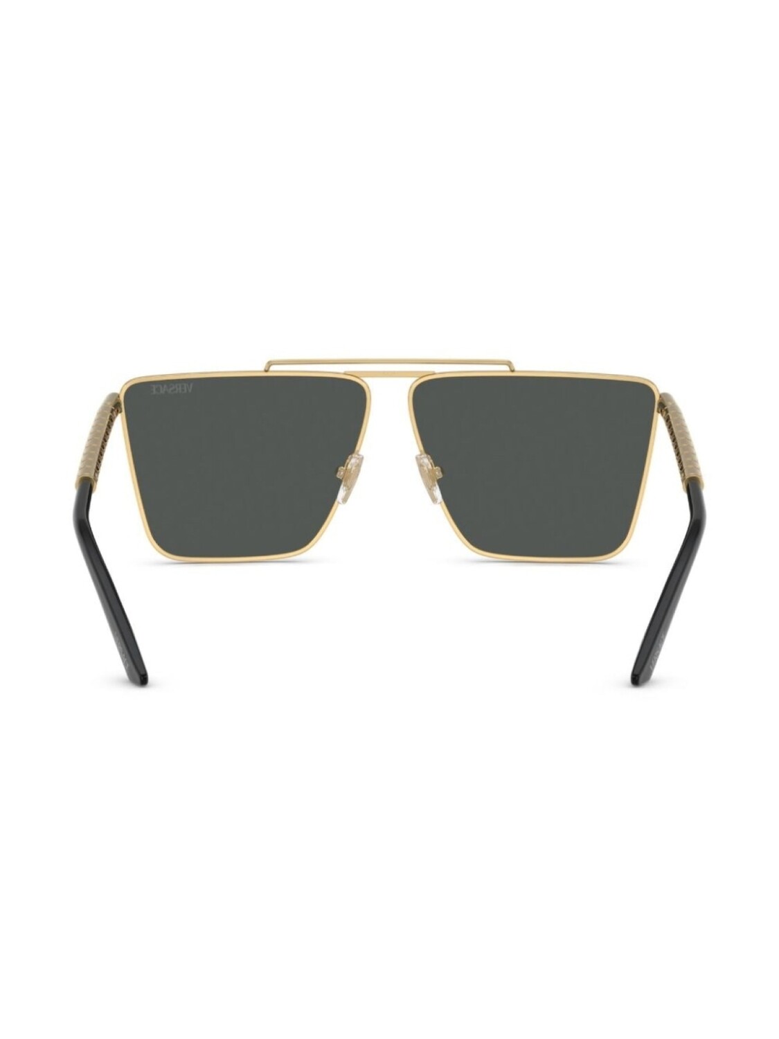 Versace Eyewear солнцезащитные очки Tubular Greca в квадратной оправе, золотой — фото 4