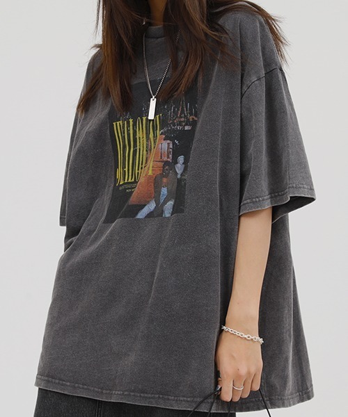 

Футболка винтажная, рок-стиль, оверсайз MASONPRINCE, темно-серый