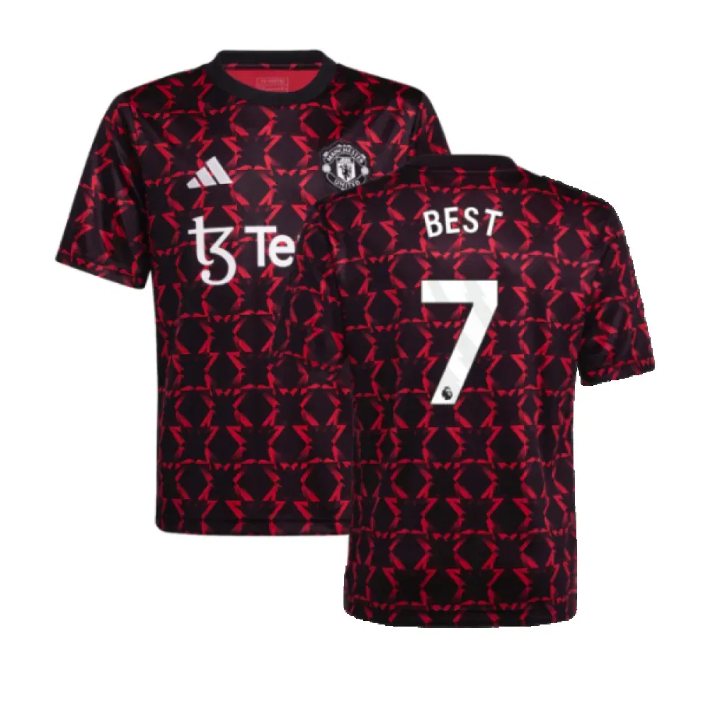 Предматчевая футболка Manchester United 2024-2025 с номером 7 Manchester United Fc, черный