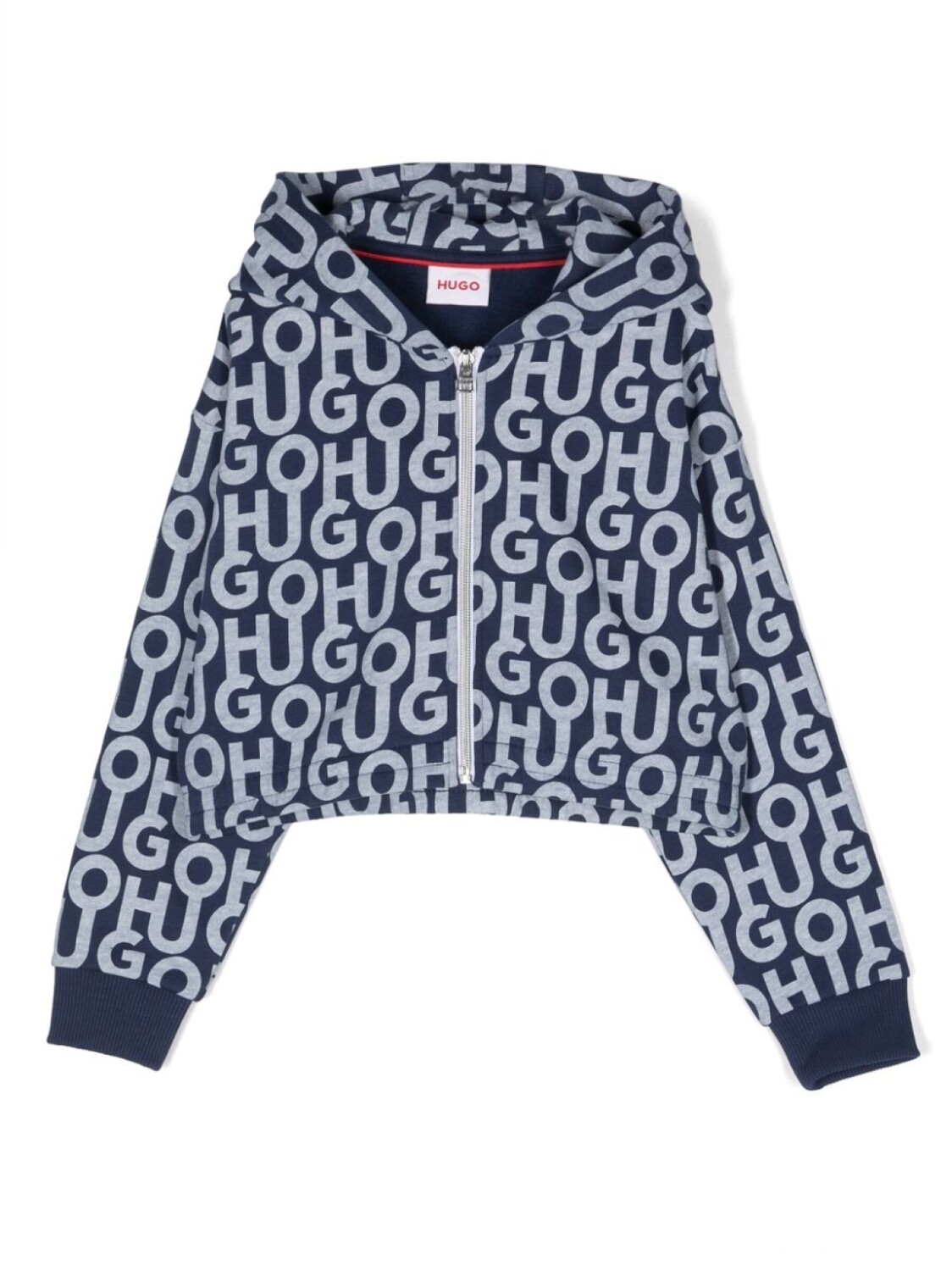 

HUGO KIDS худи на молнии с логотипом, синий