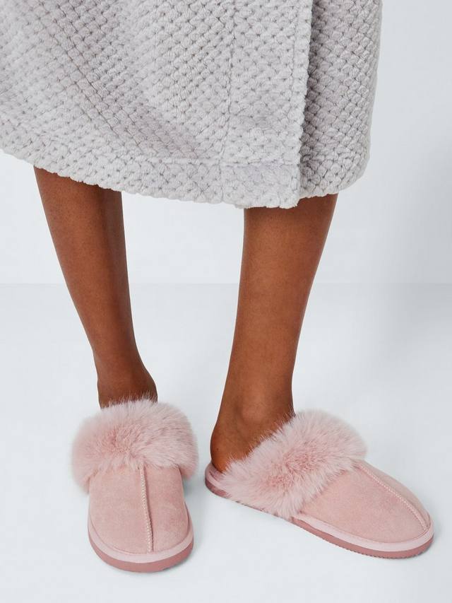 Мягкие тапочки-мул из искусственного меха microsuede John Lewis, розовый — фото 2
