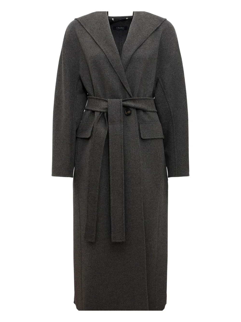 

Шерстяное пальто с капюшоном и поясом 'S Max Mara, серый