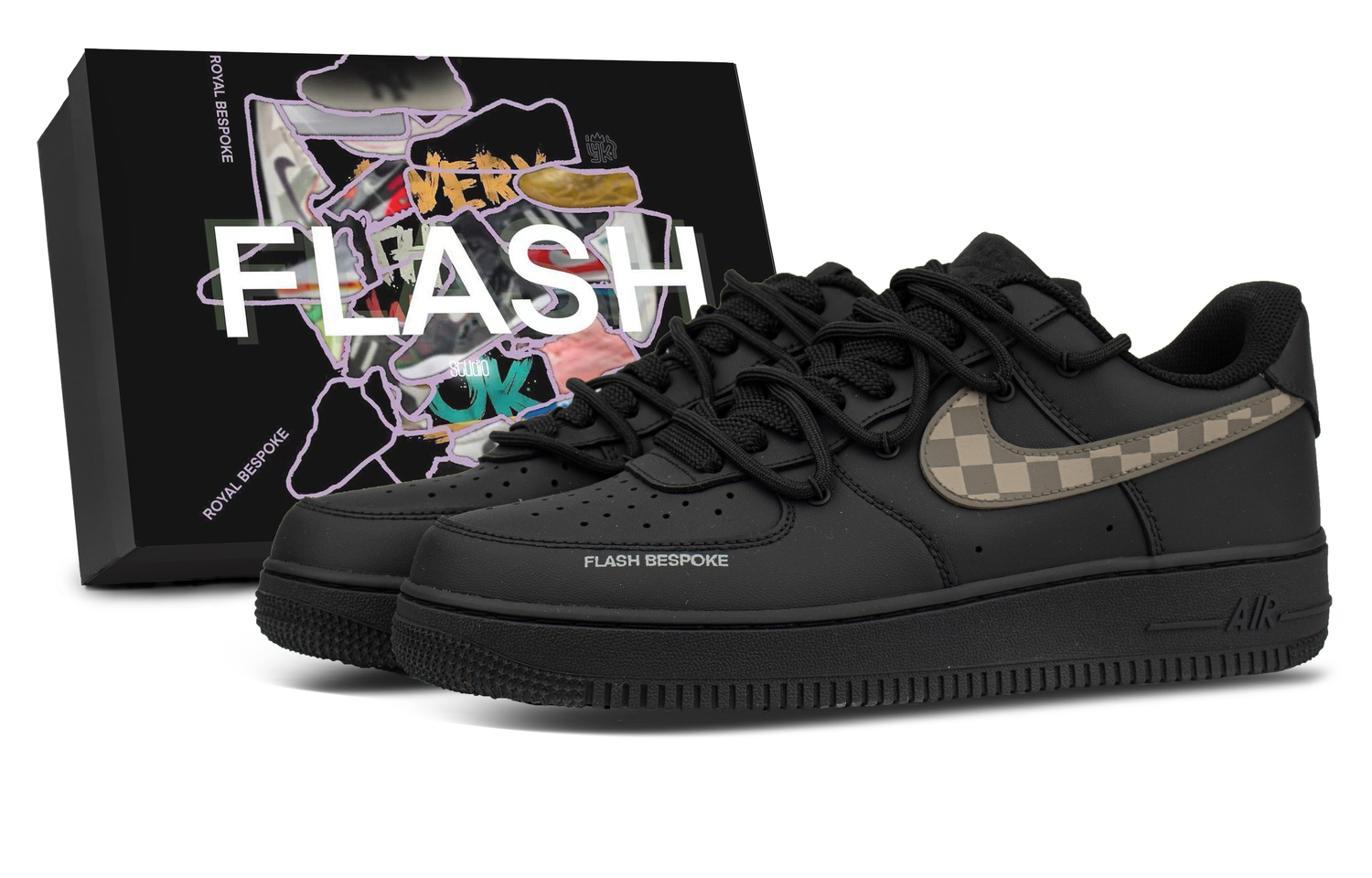 

Nike Air Force 1 Miracle Merchant, коробка в комплекте, низкие скейтерские кроссовки унисекс черно-коричневые, цвет Black Brown